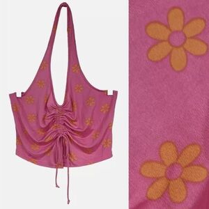 Urban Outfitters Halter Crop Top Pink Small